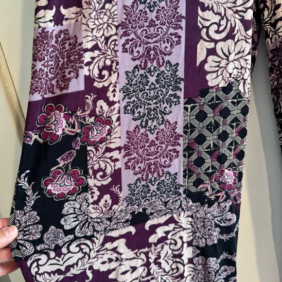 Chico's Patchwork Pants Purple Wide Leg Elastic Waist Knitted Pull On Sz 16 - Picture 2 of 5